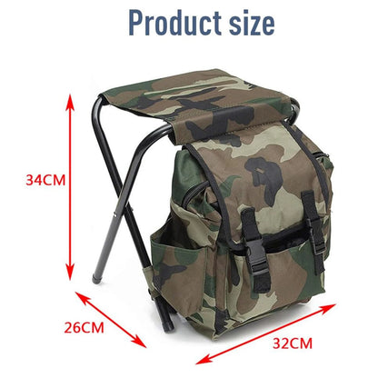 Folding Camping Stool, 2 in 1 Portable Backpack Cooler for Hunting Fishing Hiking, Folding Camping Chair Outdoor Fishing Hunting