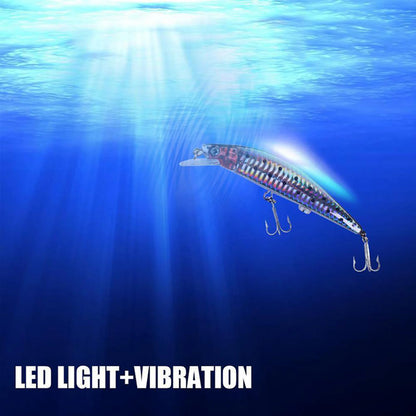 Electric Vibration Fishing Lure USB Charging Water Fish Bait Artificial Swimbait with LED Light for Freshwater Saltwater Fishing