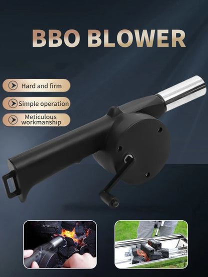 BBQ Fan Air Blower Fast Fire Starter Portable Manual Hand Crank for Outdoor Picnic Camping Cooking Barbecue Charcoal Grills Stov