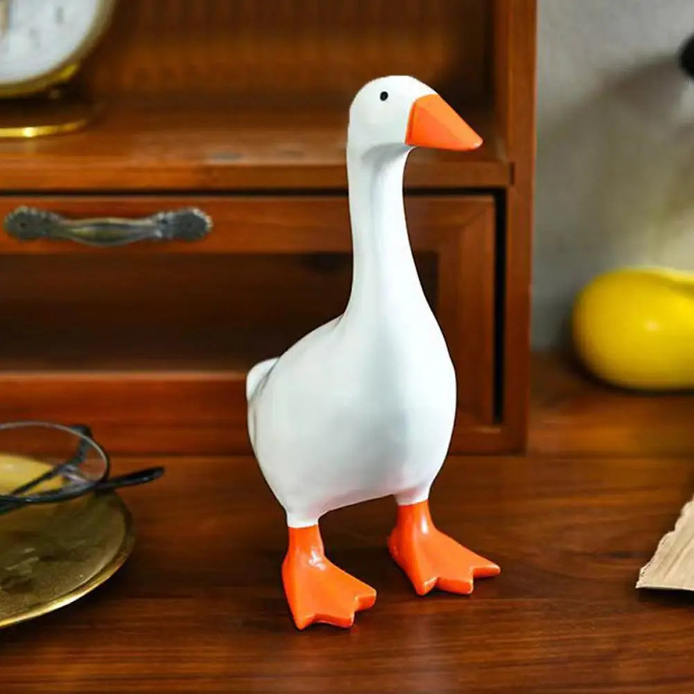 Figurines Goose Key Holder, Resin Goose Statue with Base for Key Hanger,Funny Keychain Hanging Rack for Home Office Table Decor