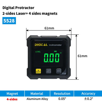 SHANHR Digital Angle Finder with Electronic Laser 4-Side Strong Magnetic Angle Gauge Woodworking Measuring Tool