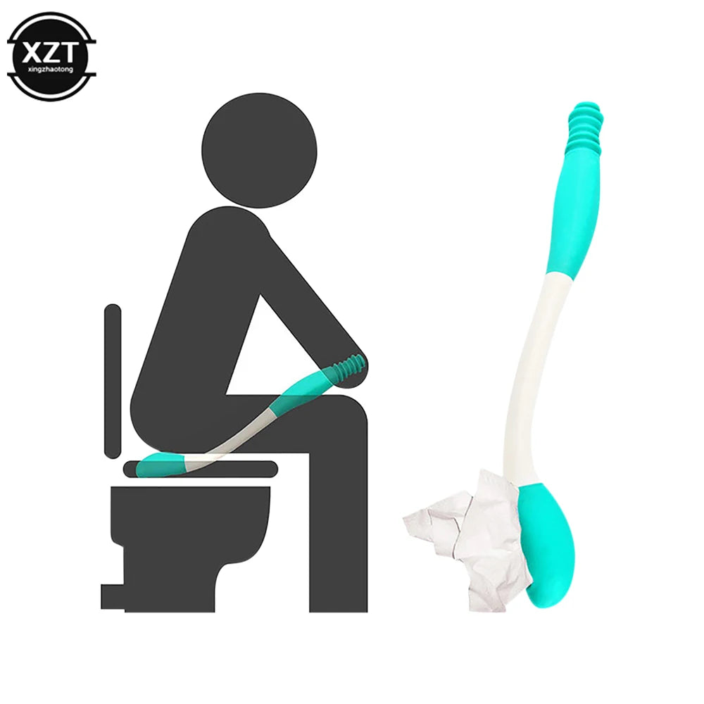 NEW Toilet Aid Comfort Bottom Wiper with Extended Handle Retractable Long Handle Reach Press Bend-free Paper Scrub Self Wipe Aid