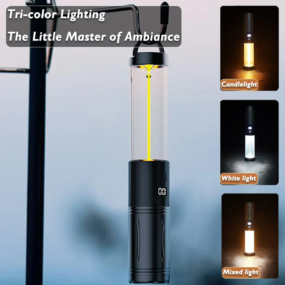 Rechargeable Outdoor Portable Hiking Camping Fishing Flashlight Telescoping Camping Lantern Telescopic Camping Light