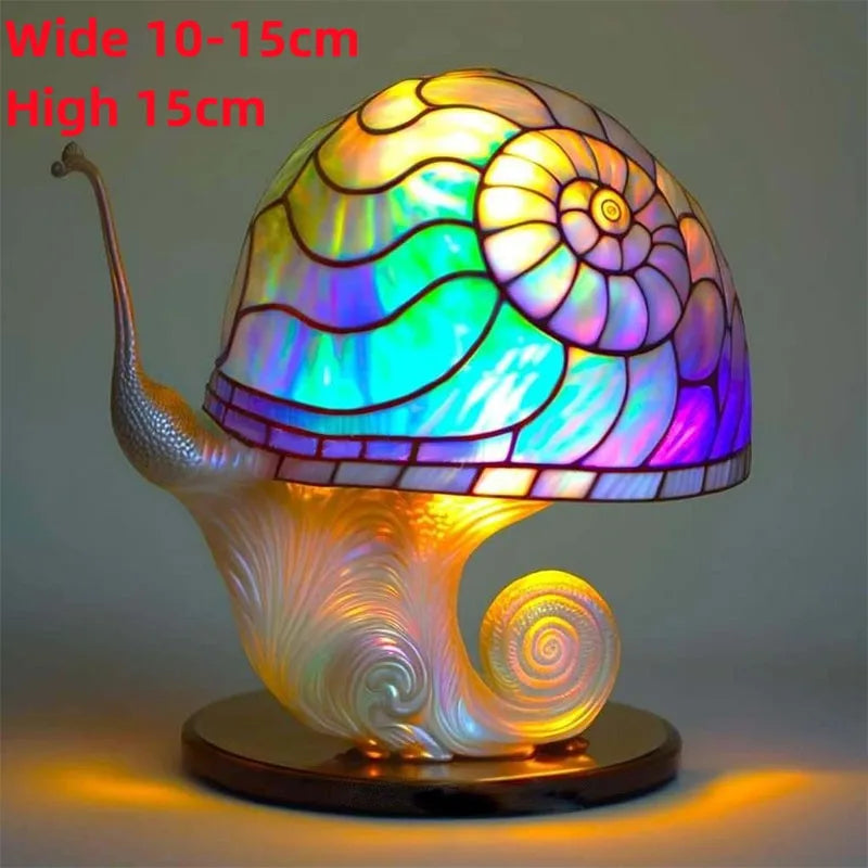 Creative Stained Plant Series Table Lamps Resin Colorful Bedroom Bedside Flower Mushroom Retro Table Night Lamp Atmosphere Light