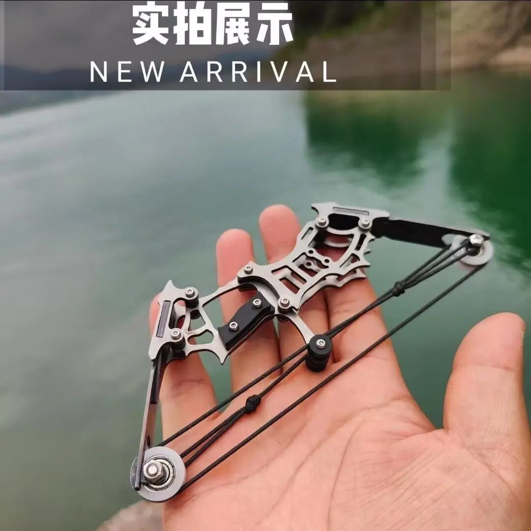 1set Mini Bow and Arrow Miniature Compound Bow Recurve Bow Stainless Steel Soldier Small Bow Archery Decompression Toys Gifts
