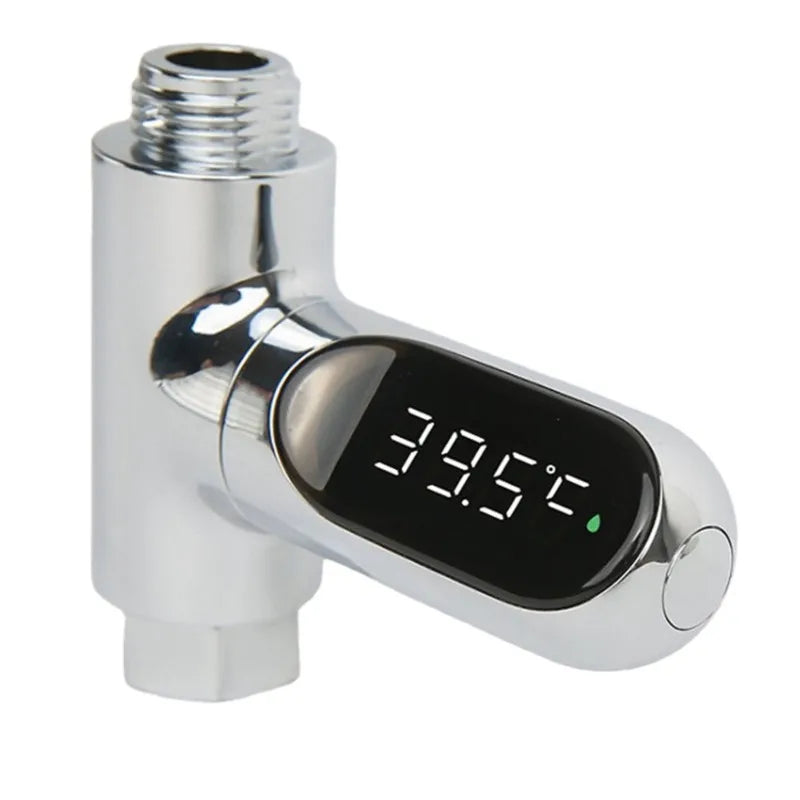 Smart LED Digital Shower Thermometer Kitchen Bathroom Faucet Shower Water Thermometer 360° Rotating Water Flow Power Generation