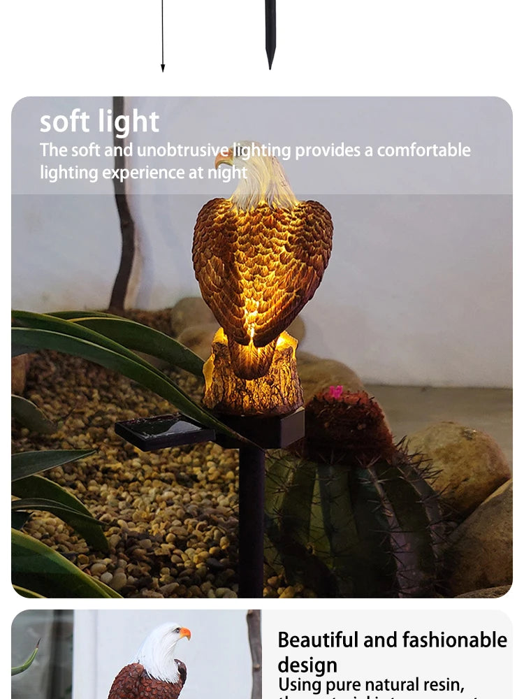 Solar Resin Eagle Lawn Lamp, Outdoor LED Ground Lamp, Patio Decorative Lamp, Garden Lawn Decorative Lamps