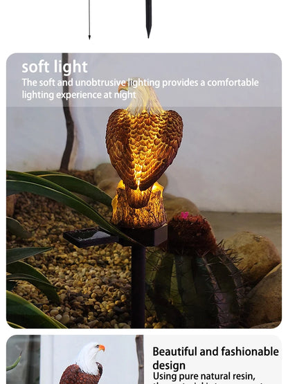 Solar Resin Eagle Lawn Lamp, Outdoor LED Ground Lamp, Patio Decorative Lamp, Garden Lawn Decorative Lamps