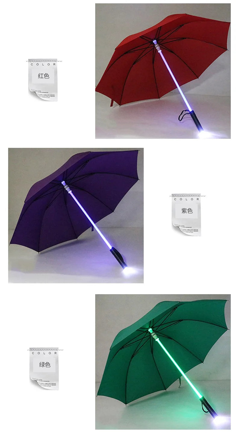 LED stick light luminous umbrella colorful creative lights fiber straight umbrella touch cloth luminous advertising umbrella