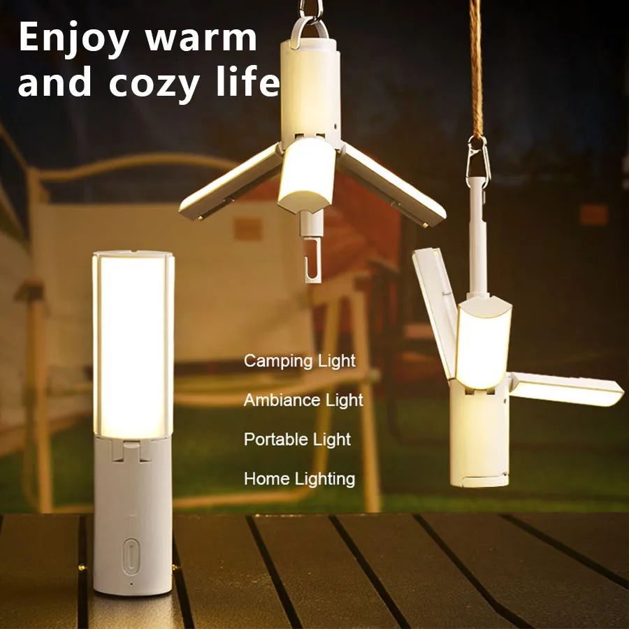 Folding Outdoor Camping Lamp Rechargeable Emergency Lamp High Capacity Lighting Torch Portable Tent Hanging Light Lantern