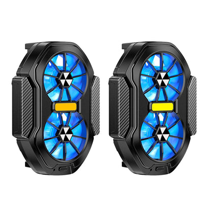 Dual Fan Mobile Phone Cooler Plug-in/Rechargeable Phone Cooler Air Cooling Type-C with Blue Light for Android Smartphones iPhone