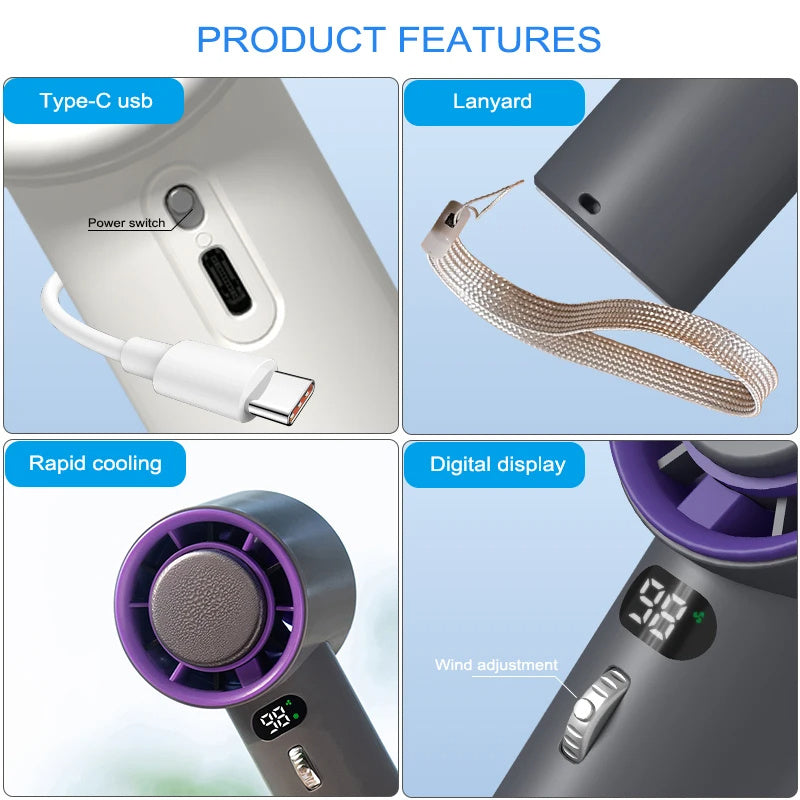 Turbo Cooling Mini Fan - Rechargeable & Portable