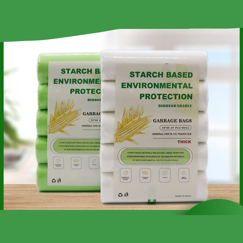 Eco-Friendly Biodegradable Garbage Bags - Starch-Based, Green & White