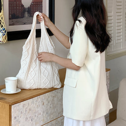 Eco-Chic Retro Knitted Tote Bag