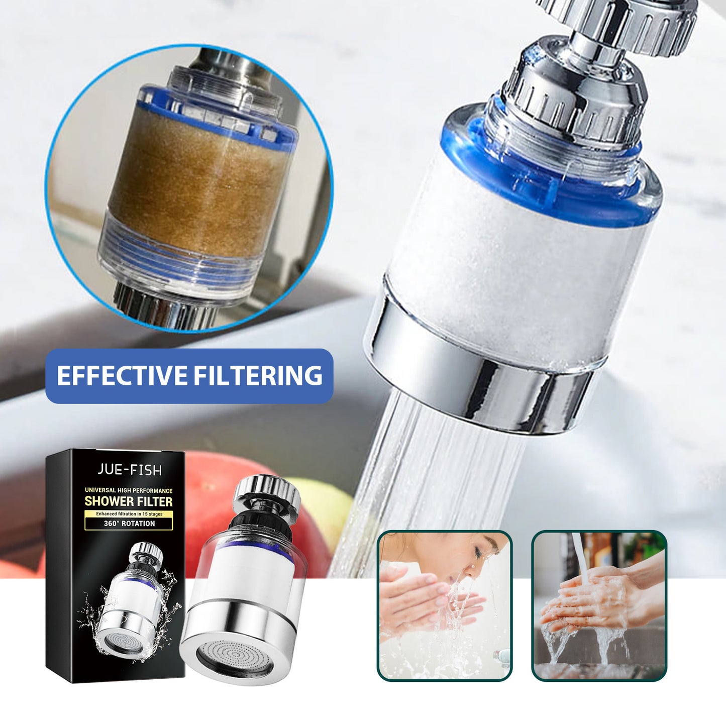 Rotating Head Faucet Filter for Healthier Skin & Hair