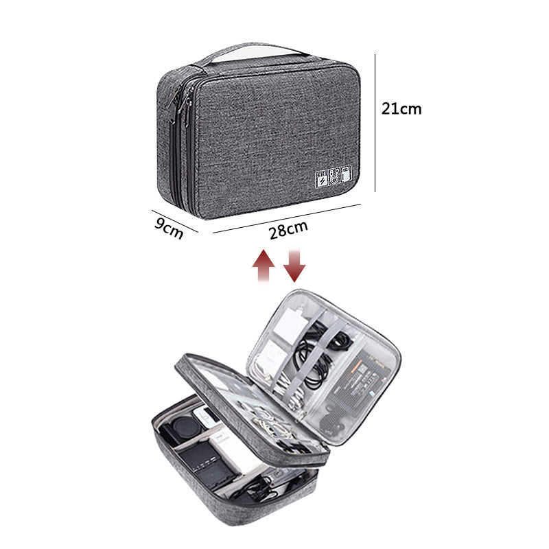 Eco-Friendly Gray Rectangular Cable Organizer Bag