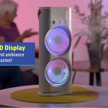 Eco-Friendly Double Headed Fan with Night Light