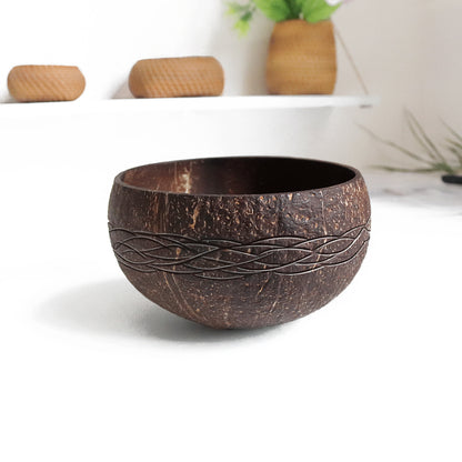 Eco-Friendly Coconut Shell Rice Bowls - Sustainable Biodegradable Dinnerware Set