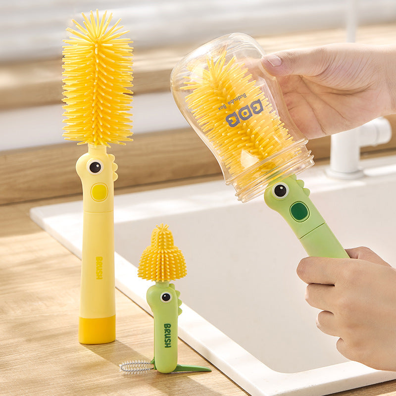 Little Dinosaur Two-in-One Silicone Cup & Bottle Brush