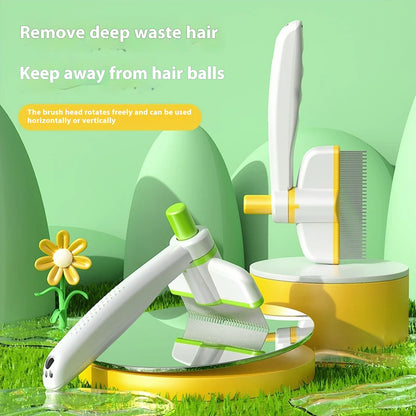 Rotating Pet Grooming Brush for Easy Shedding Control
