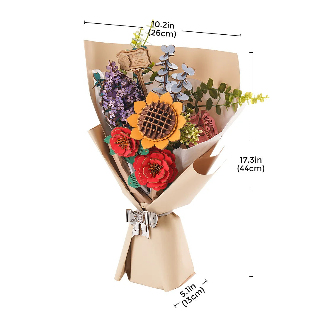 Eco-Friendly Wooden Flower Bouquet Puzzle Gift