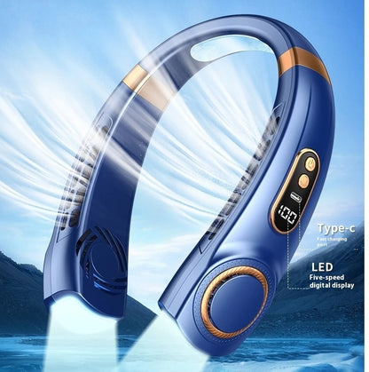 Eco-Friendly Portable Neck Fan - Hands-Free Cooling with Rechargeable Battery