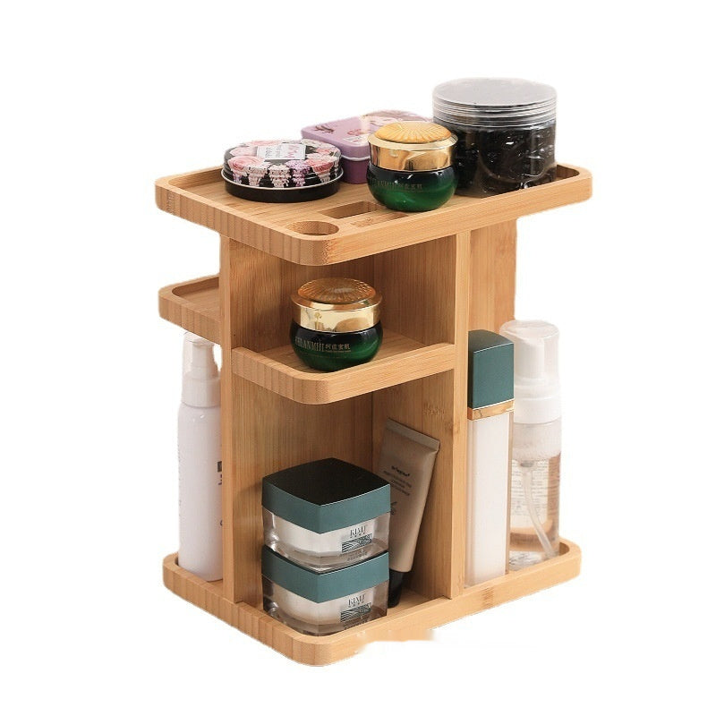 Bamboo Rotating Bathroom Organizer - Eco-Friendly Space Saver