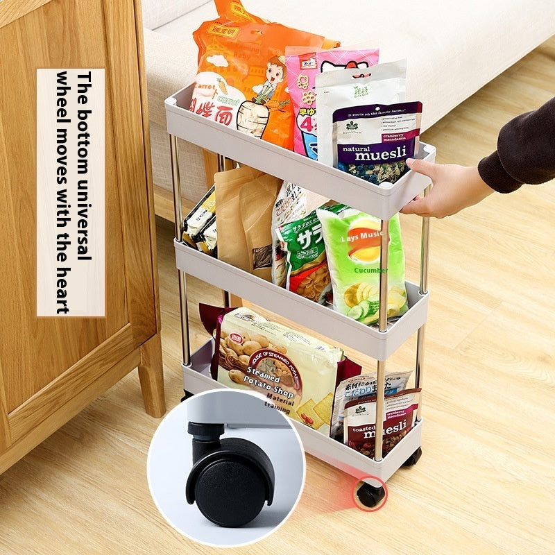 Space-Saving White Rolling Storage Cart