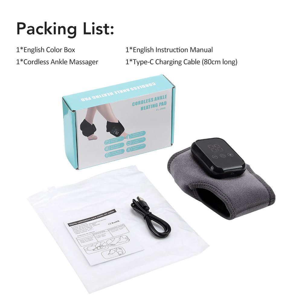 5-Speed Heating & 3-Speed Vibration Ankle Massager – Gray