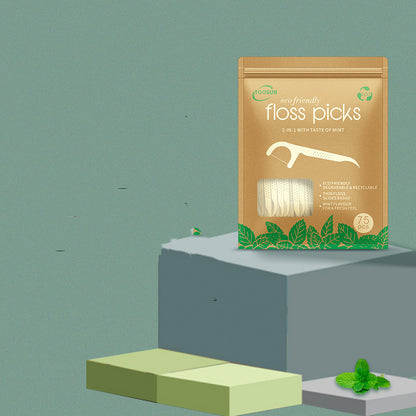 Eco-Friendly Mint Floss Picks - Biodegradable & Plastic-Free Oral Care