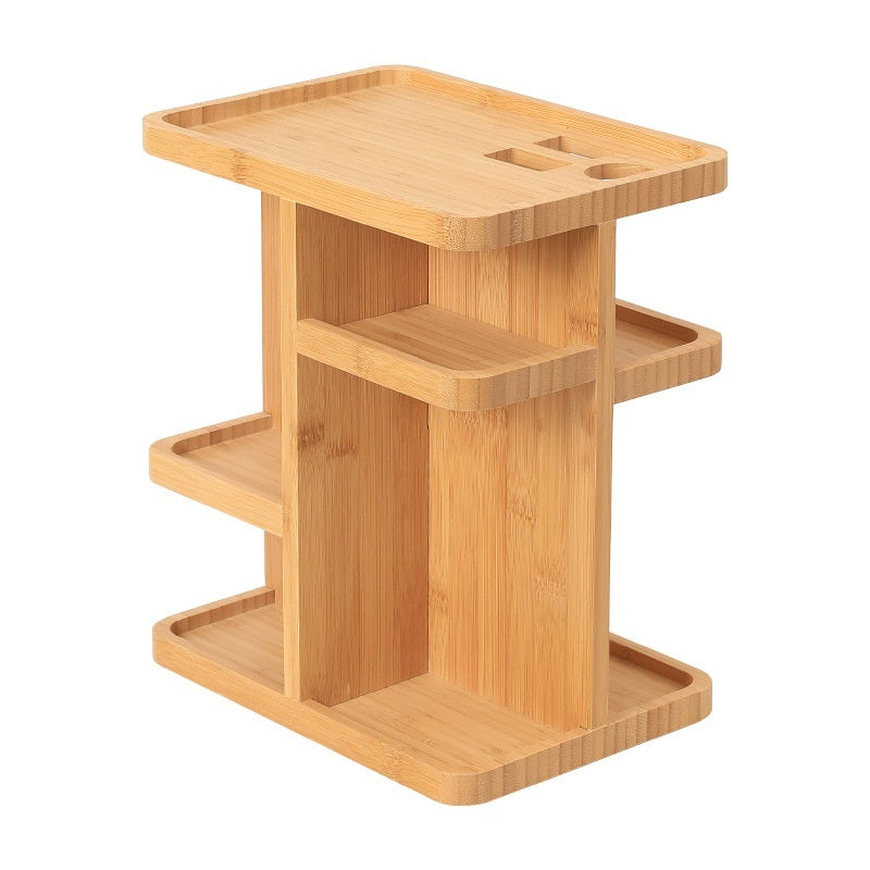 Bamboo Rotating Bathroom Organizer - Eco-Friendly Space Saver