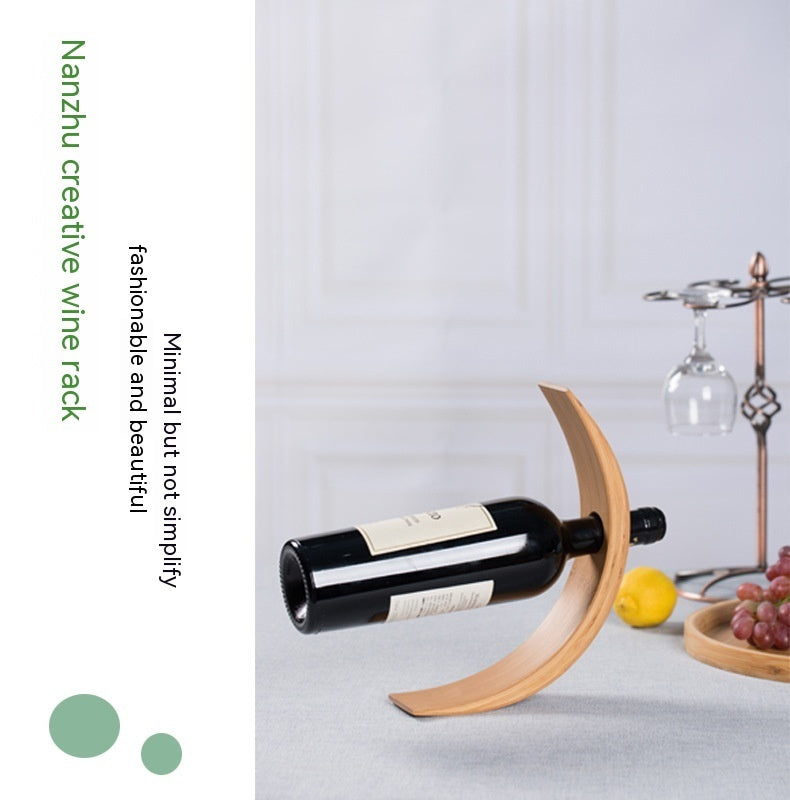 Eco-Friendly Balancing Wine Bottle Holder - Natural Wood Tone