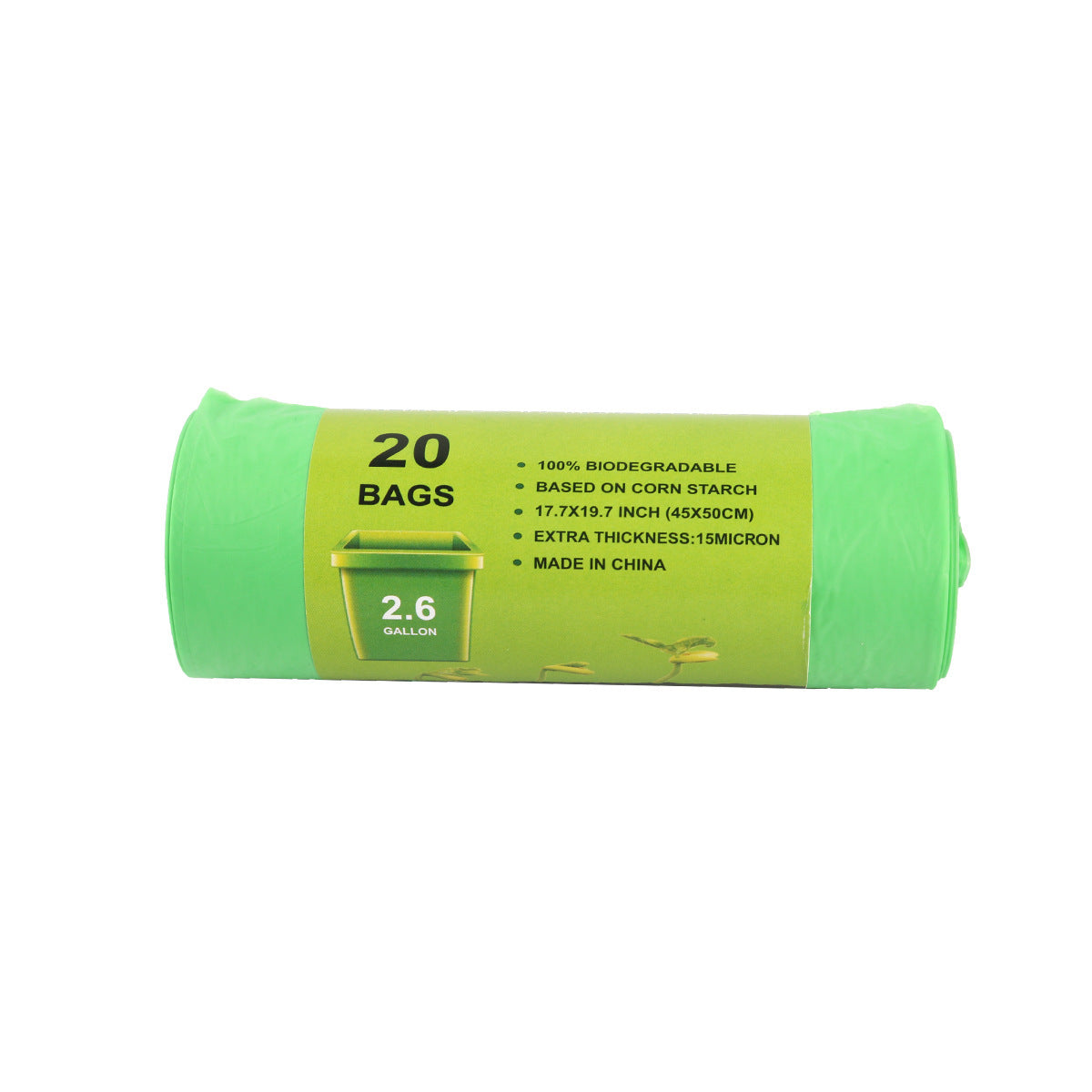 Eco-Friendly Biodegradable Trash Bags - Light Green, Plastic-Free Packaging