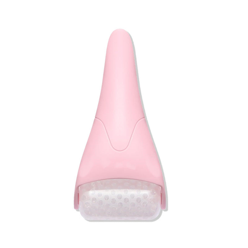 Pink Ergonomic Facial Ice Roller for Skincare and Wellness