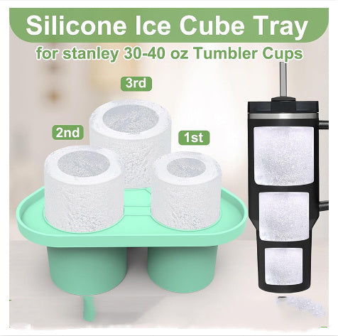 Eco-Friendly Silicone Ice Cube Tray - Triangular Shape, Green & Pink