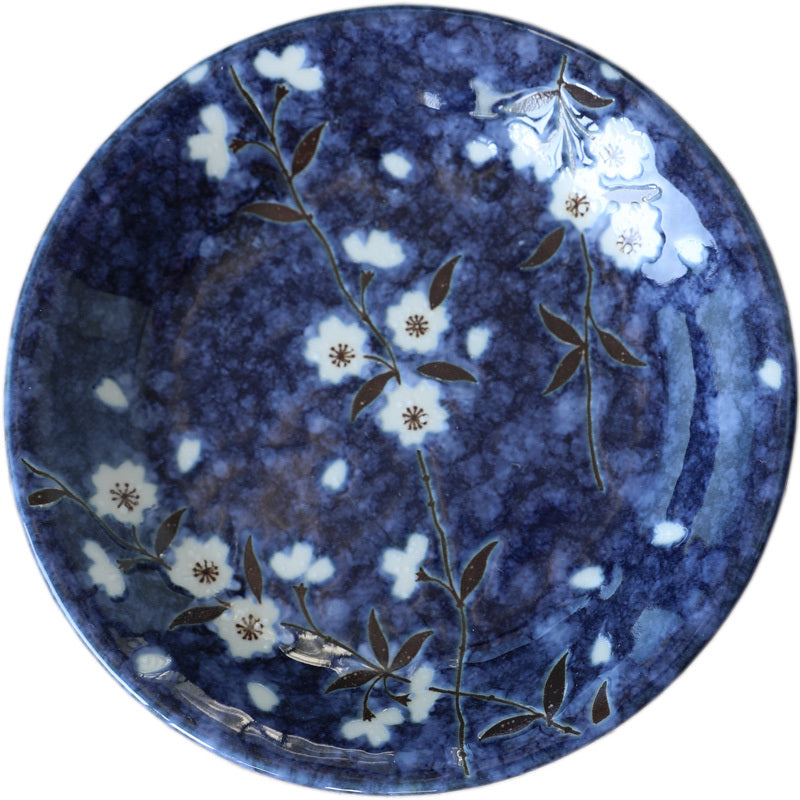 Blue Cherry Blossom Ceramic Bowl for Rice & Porridge
