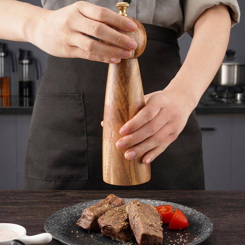 Natural Wood Salt and Pepper Grinder Set - Eco-Friendly Kitchen Essential