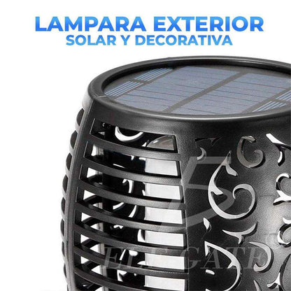 Solar-Powered Outdoor Torch Light with Decorative Cutouts
