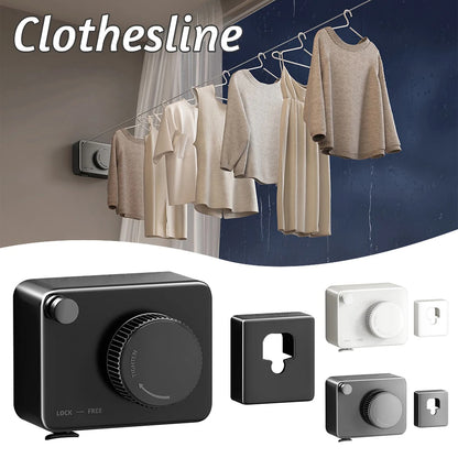 Retractable Wall-Mounted Clothesline in Black and White