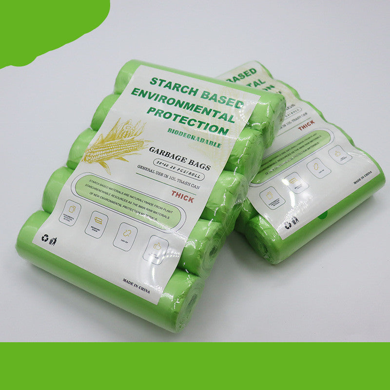 Eco-Friendly Biodegradable Garbage Bags - Starch-Based, Green & White