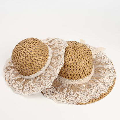 Natural Wide-Brimmed Sun Hat with Eco-Friendly Lace Trim