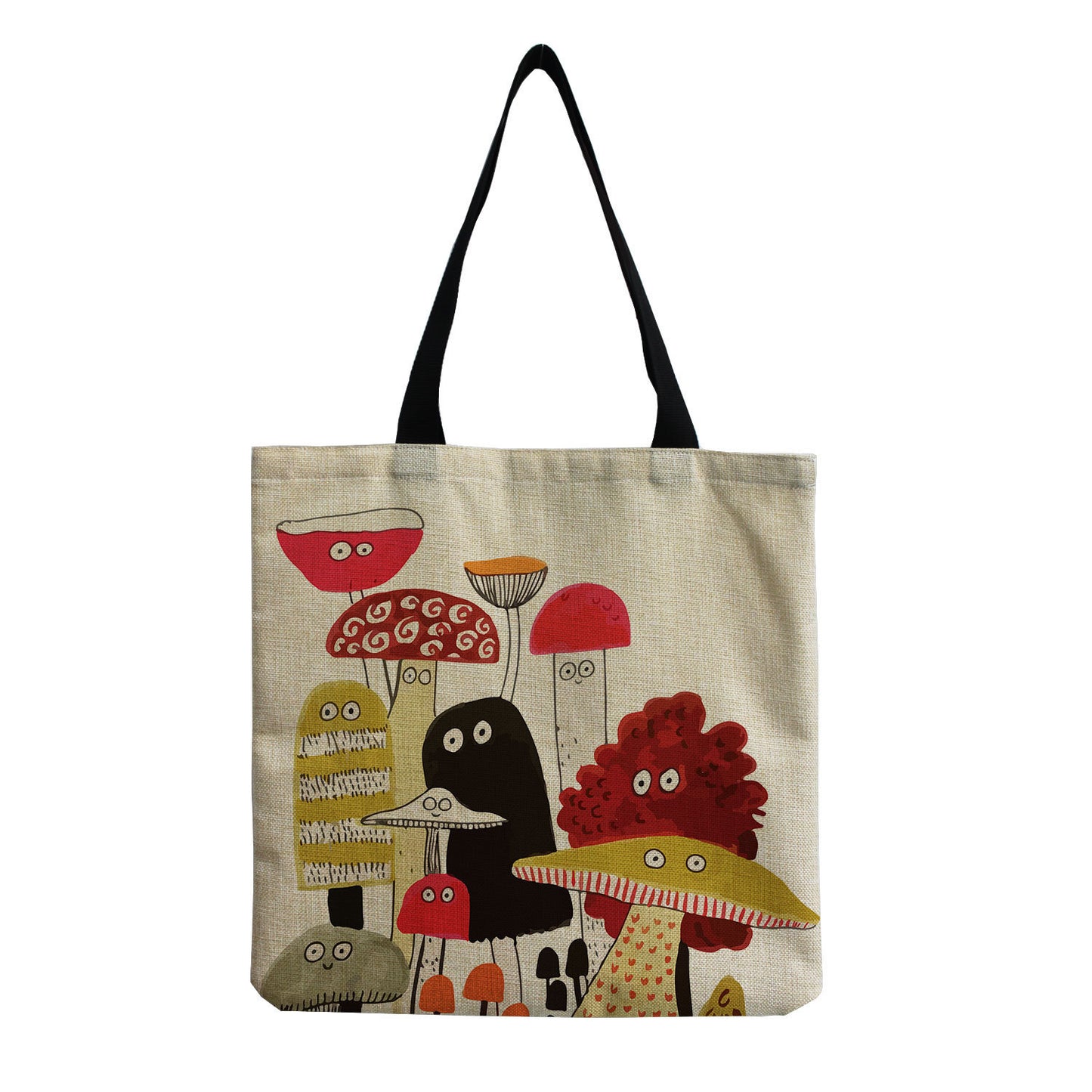 Cartoon Mushroom One Shoulder Reusable Tote Bag