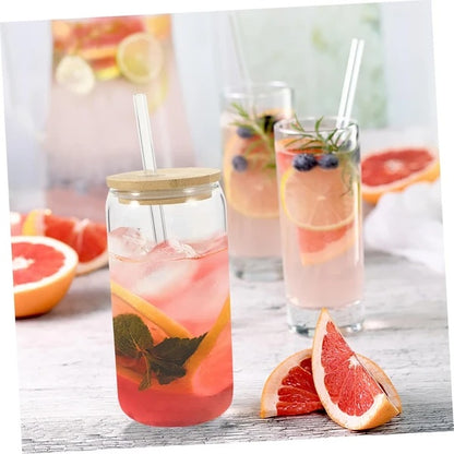 Eco-Friendly Glass Cup with Bamboo Lid & Straw