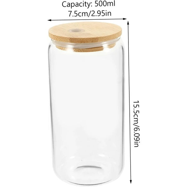 Eco-Friendly Glass Cup with Bamboo Lid & Straw