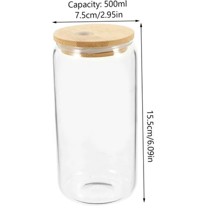 Eco-Friendly Glass Cup with Bamboo Lid & Straw