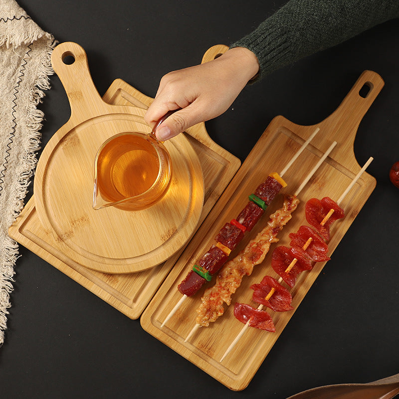 Eco-Friendly Bamboo Dessert and Pizza Serving Tray