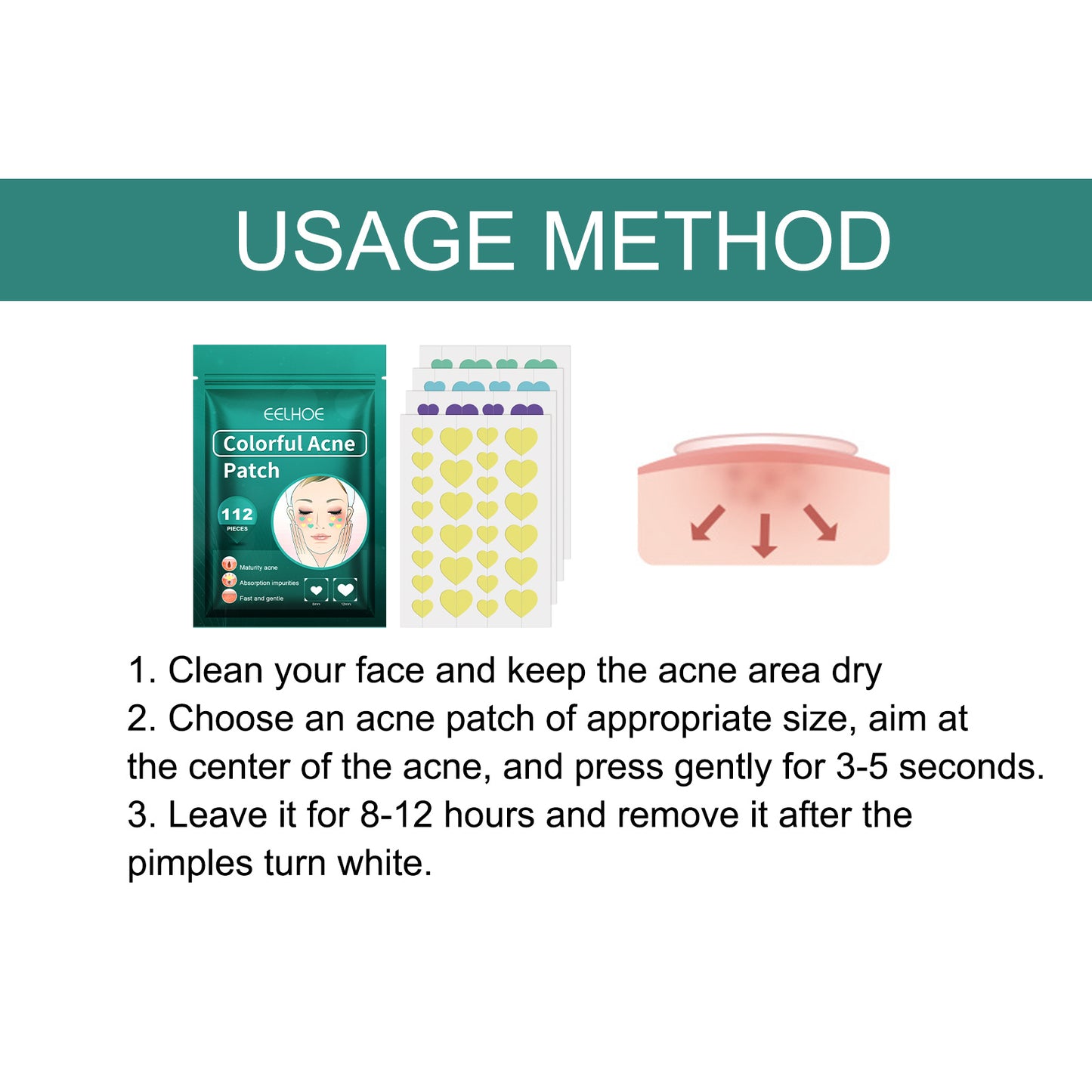 Heart-Shaped Colorful Acne Patches for Clear Skin