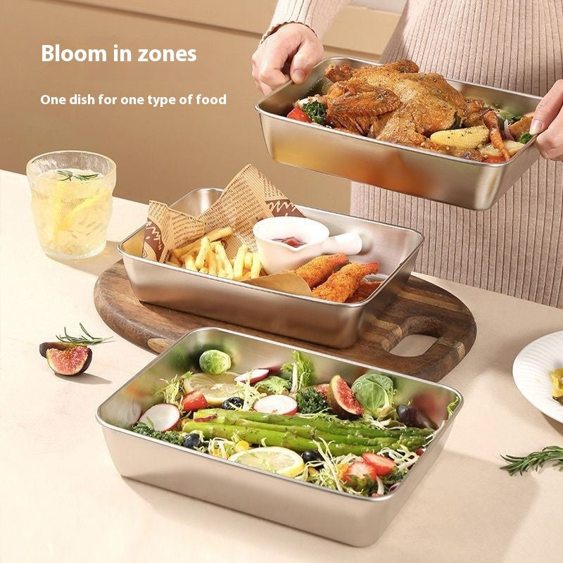 Stainless steel rectangular food containers for eco-friendly storage