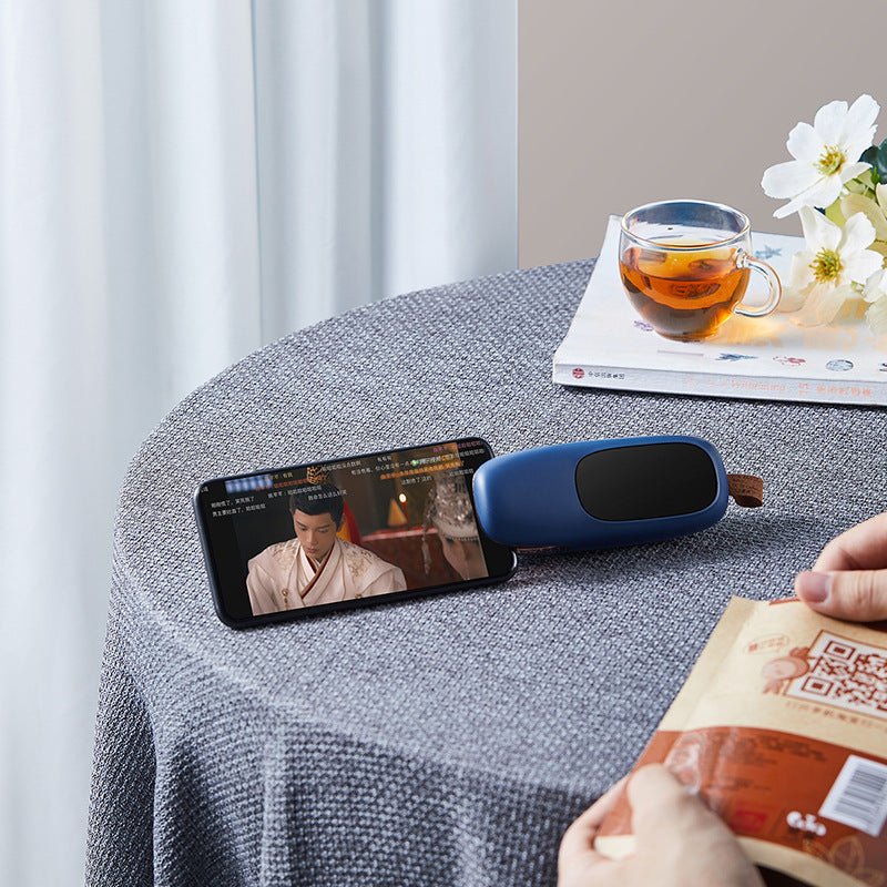 Eco-Friendly Portable Phone Stand in Blue Oval Design