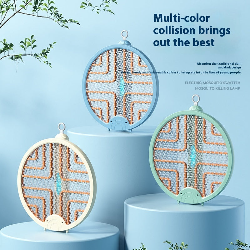 Electric Mosquito Swatter and Lamp in Blue, Green, and Beige